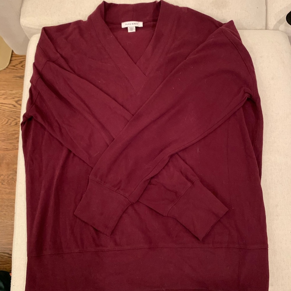 PURE NAVY bergundy v neck sweater